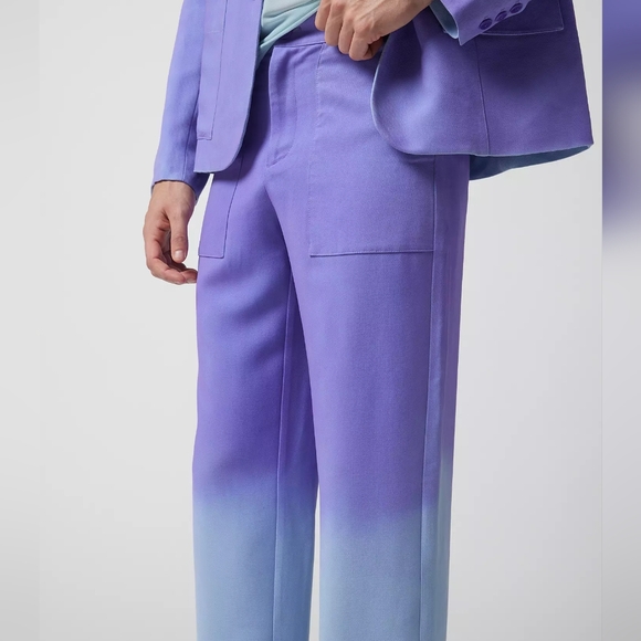 NWT UO x BOBBLEHAUS Purple/Blue Ombre Deadstock Tencel Twill Trouser Pants XS - Picture 3 of 7